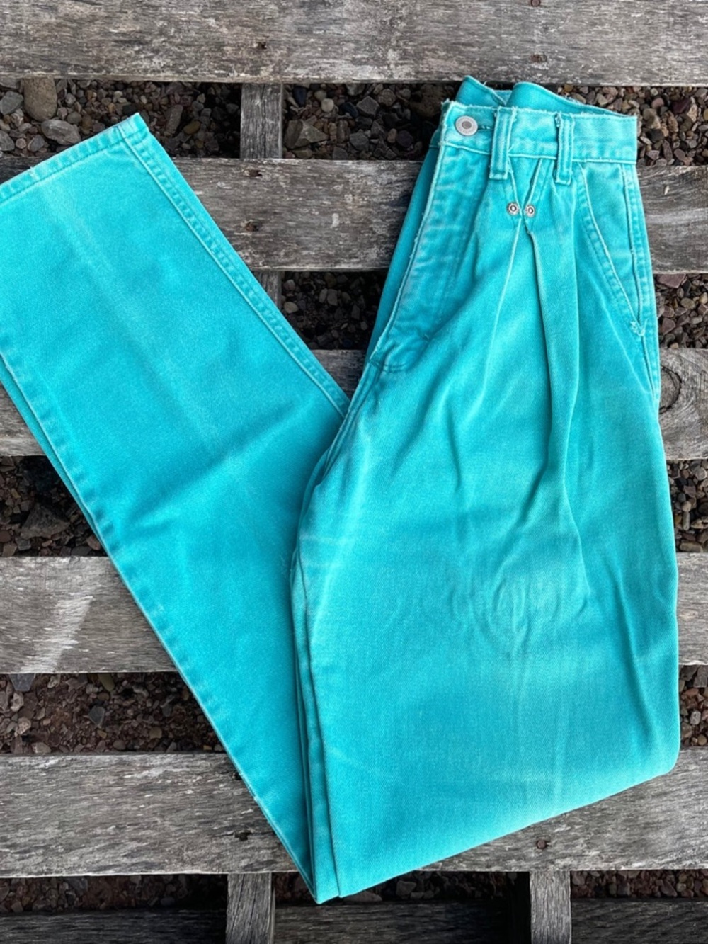 Vintage High Rise Jeans in Teal